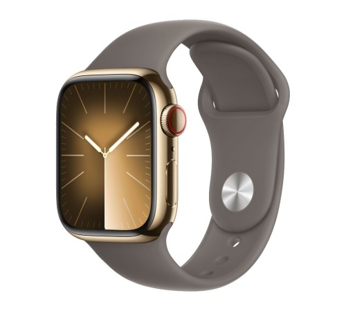 Apple Watch Series 9 45mm Gold Stainless Steel Case with Sport Band Clay S/M