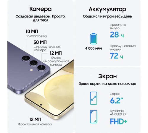 Смартфон Samsung Galaxy S24 8/256, 2 nanoSIM, (S9210), Marble Gray