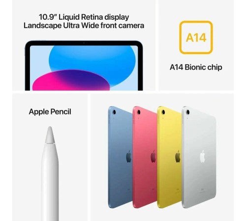 Планшет Apple iPad 10.9 2022, 256 ГБ, Wi-Fi, iPadOS, серебристый Планшет Apple iPad 10.9 2022, 256 ГБ, Wi-Fi, iPadOS, серебристый