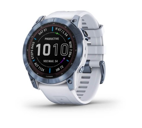 Умные часы Garmin FENIX 7X Blue Titanium With Whitestone Band