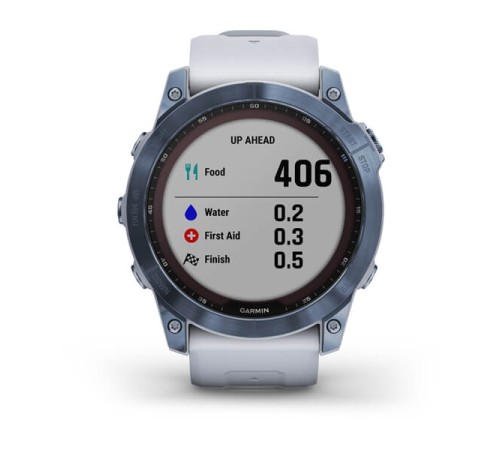 Умные часы Garmin FENIX 7X Blue Titanium With Whitestone Band