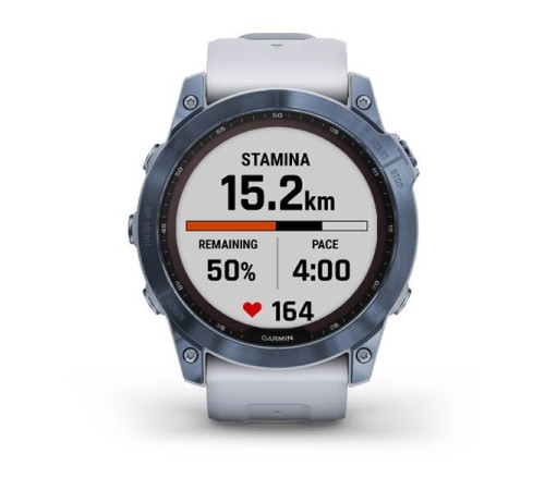 Умные часы Garmin FENIX 7X Blue Titanium With Whitestone Band
