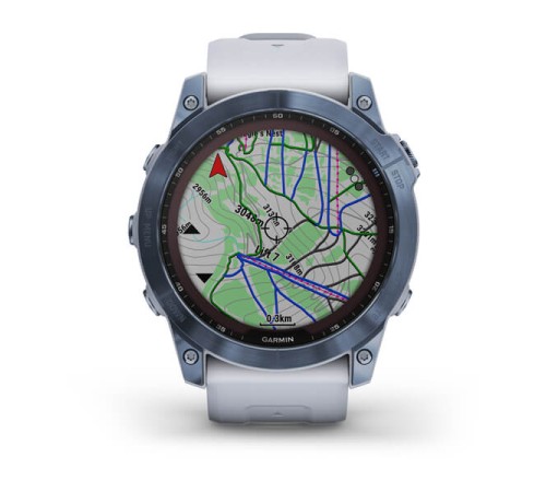 Умные часы Garmin FENIX 7X Blue Titanium With Whitestone Band
