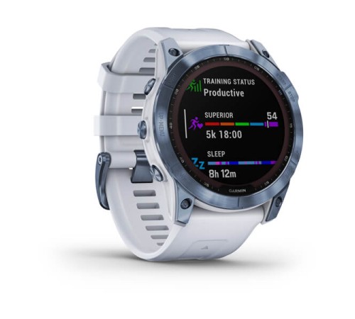 Умные часы Garmin FENIX 7X Blue Titanium With Whitestone Band