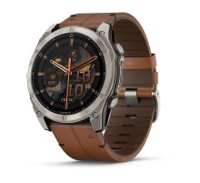 Умные часы Garmin Fenix 8 51mm Amoled Sapphire Bare Titanium Black with Chestnut Leather Band plus Black Silicone Band 010-02905-40