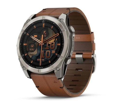 Умные часы Garmin Fenix 8 51mm Amoled Sapphire Bare Titanium Black with Chestnut Leather Band plus Black Silicone Band 010-02905-40 Умные часы Garmin Fenix 8 51mm Amoled Sapphire Bare Titanium Black with Chestnut Leather Band plus Black Silicone Band 010-02905-40