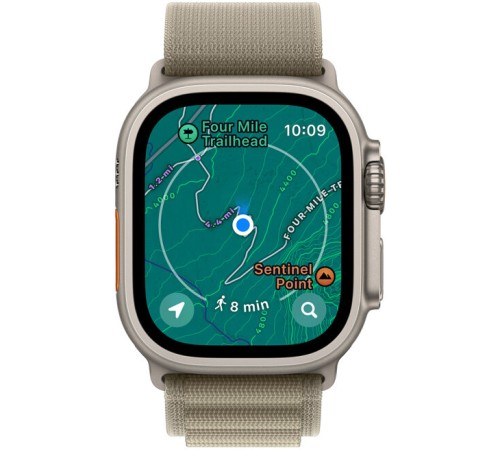 Умные часы Apple Watch Ultra 2 49 мм Titanium Case, титановый/olive Alpine Loop (S)
