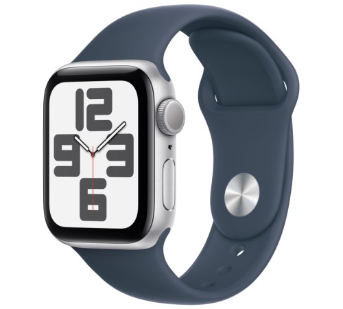 Умные часы Apple Watch SE 2 (2023) GPS 44mm Silver Aluminium Case with Storm Blue Sport Band M/L (MREE3)