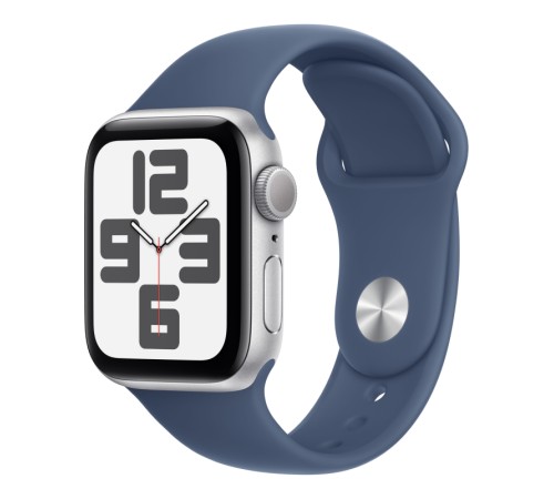 Умные часы Apple Watch SE 2 (2024) 40mm Silver Aluminium Case with Denim Sport Band S/M (MXEC3)