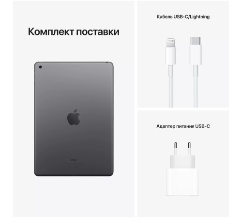 Планшет Apple iPad 10.2 (9gen), 256 ГБ, Wi-Fi+Cellular, iPadOS, серый