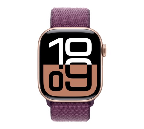 Apple Watch S10 46mm Rose Gold Aluminum Case with Plum Sport Loop 