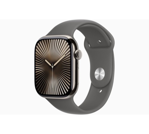 Apple Watch S10 46mm Natural Titanium Case with Stone Gray Sport Band S/M