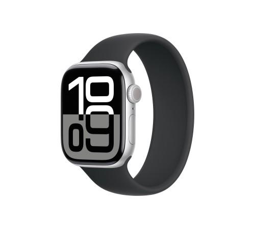 Apple Watch S10 42mm Silver Aluminium Case with Black Solo Loop