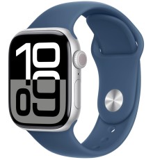 Apple Watch S10 GPS + Cellular 42mm Silver Aluminium Case with Denim Sport Band S/M 