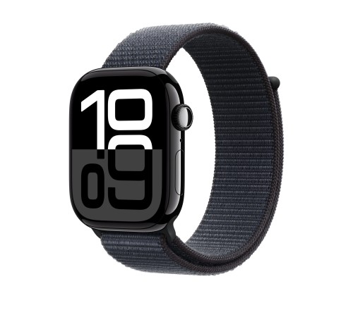 Apple Watch S10 42mm Aluminium Jet Black Case with Ink Sport Loop MWWG3