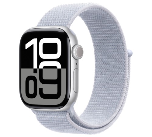 Apple Watch S10 46mm Silver Aluminum Case with Blue Cloud Sport Loop (MWWN3)