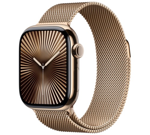 Apple Watch S10 42mm Gold Titanium Case with Gold Milanese Loop