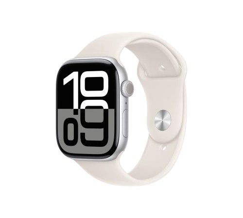 Apple Watch S10 46mm Silver Aluminium Case with Starlight Sport Band S/M