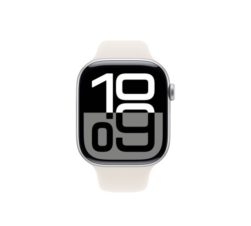 Apple Watch S10 46mm Silver Aluminium Case with Starlight Sport Band S/M