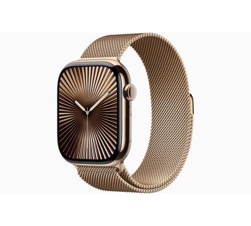 Apple Watch S10 46mm Gold Titanium Case with Gold Milanese Loop M/L (US)