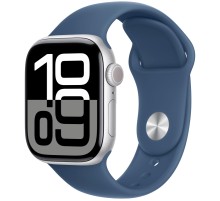 Apple Watch S10 42mm Silver Aluminium Case with Denim Sport Band S/M 