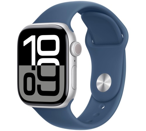 Apple Watch S10 42mm Silver Aluminium Case with Denim Sport Band S/M 