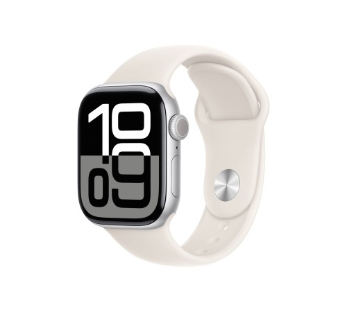 Apple Watch S10 42mm Silver Aluminium Case with with Starlight Sport Band  S/M
