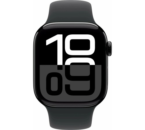 Apple Watch S10 46mm Jet Black Aluminum Case with Black Solo Loop Size 10