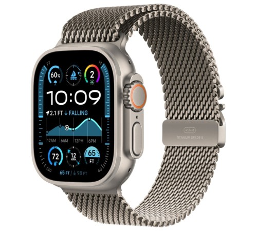 Умные часы Apple Watch Ultra 2 (2024) GPS + Cellular, 49 мм, корпус из бежевого титана, ремешок Natural Titanium Milanese Loop, S
