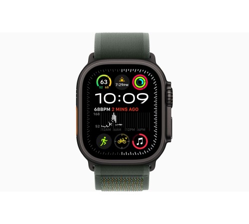 Умные часы Apple Watch Ultra 2 (2024) GPS + Cellular, 49 мм, корпус из черного титана, ремешок Green Trail Loop US, размер M/L Умные часы Apple Watch Ultra 2 (2024) GPS + Cellular, 49 мм, корпус из черного титана, ремешок Green Trail Loop US, размер M/L