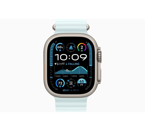 Умные часы Apple Watch Ultra 2 (2024) GPS + Cellular, 49 мм, корпус из бежевого титана, ремешок Ice Blue Ocean Band 