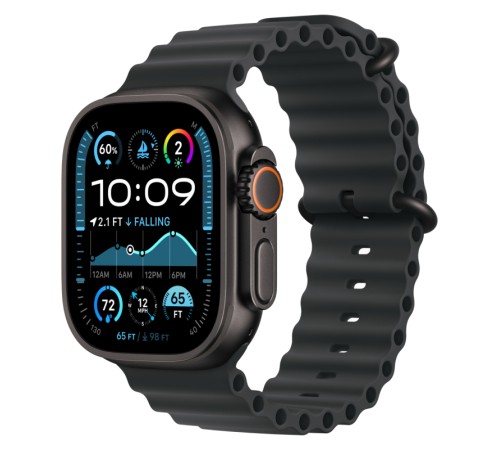 Умные часы Apple Watch Ultra 2 (2024) GPS + Cellular, 49 мм, корпус из черного титана, ремешок Ocean Band черного цвета Умные часы Apple Watch Ultra 2 (2024) GPS + Cellular, 49 мм, корпус из черного титана, ремешок Ocean Band черного цвета