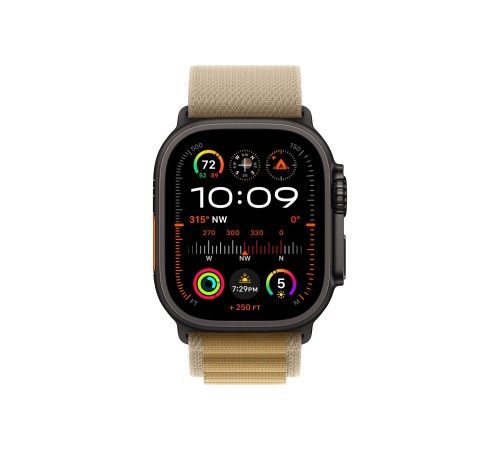 Умные часы Apple Watch Ultra 2 (2024) GPS + Cellular, 49 мм, корпус из черного титана, ремешок Alpine Loop Tan бежевого цвета US, размер L