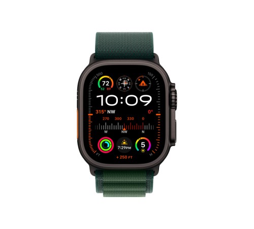 Умные часы Apple Watch Ultra 2 (2024) GPS + Cellular, 49 мм, корпус из черного титана, ремешок Alpine Loop Dark Green зеленого цвета, US, размер S