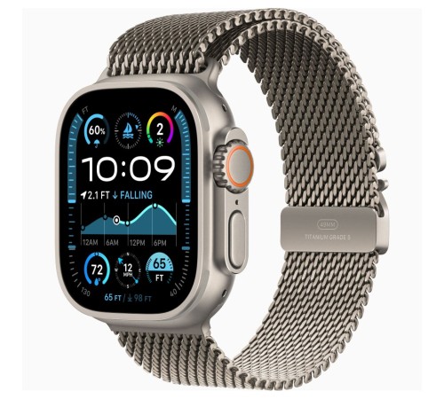 Умные часы Apple Watch Ultra 2 (2024) GPS + Cellular, 49 мм, корпус из бежевого титана, ремешок Natural Titanium Milanese Loop, M