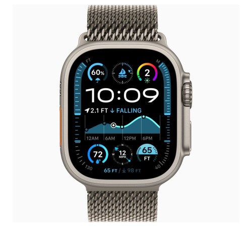 Умные часы Apple Watch Ultra 2 (2024) GPS + Cellular, 49 мм, корпус из бежевого титана, ремешок Natural Titanium Milanese Loop, M