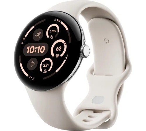 Умные часы Google Pixel Watch 3 WiFi 45 mm Polished Silver Case / Porcelian Active Band, US