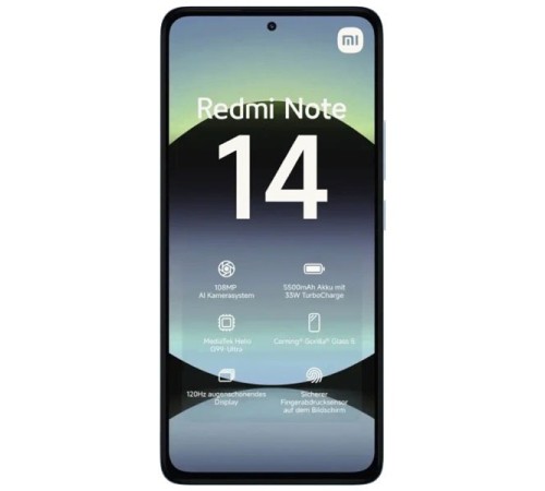 Смартфон Xiaomi Redmi Note 14 8/256 ГБ EU, 4G, NFС, Dual nano SIM, синий Смартфон Xiaomi Redmi Note 14 8/256 ГБ EU, 4G, NFС, Dual nano SIM, синий