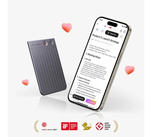 Цифровой диктофон Plaud Note с поддержкой ChatGPT Black