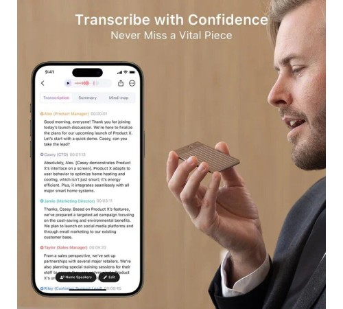Цифровой диктофон Plaud Note с поддержкой ChatGPT Silver