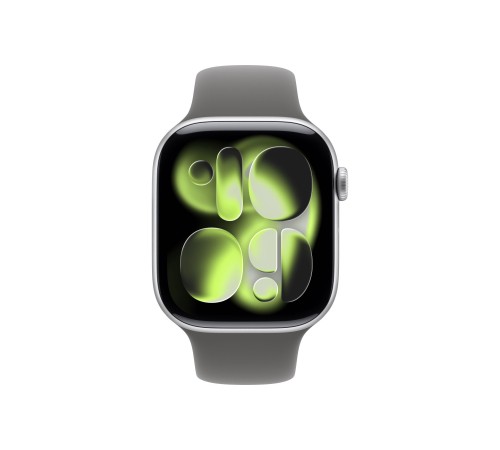 Apple Watch S11 46mm Silver Aluminum Case with Stone Gray Sport Band S/M