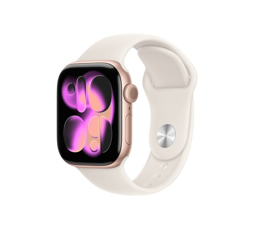 Apple Watch S11 42mm Rose Gold Aluminum Case with Starlight Sport Band S/M