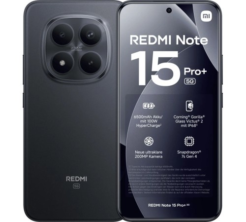 Смартфон Xiaomi Redmi Note 15 Pro Plus 12/512 ГБ, 5G, NFC, Dual nano SIM, черный