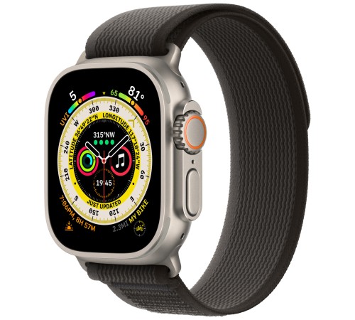 Умные часы Apple Watch Ultra 49 мм Titanium Case, титановый/черно-серый Trail Loop (S/M)