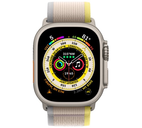 Умные часы Apple Watch Ultra 49 мм Titanium Case, титановый/желто-бежевый Trail Loop (M/L)