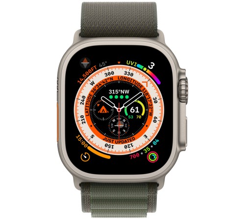 Умные часы Apple Watch Ultra 49 мм Titanium Case, титановый/зеленый Alpine Loop (M)