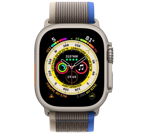 Умные часы Apple Watch Ultra 49 мм Titanium Case, титановый/сине-серый Trail Loop (M/L)