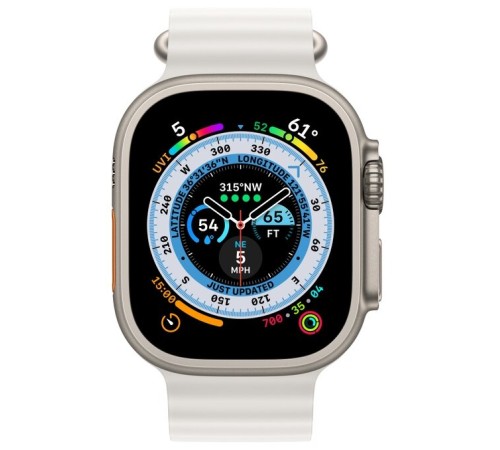 Умные часы Apple Watch Ultra 49 мм Titanium Case, титановый/белый Ocean Band (M)