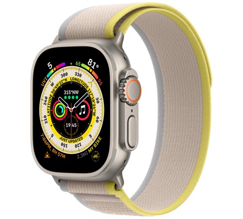 Умные часы Apple Watch Ultra 49 мм Titanium Case, титановый/желто-бежевый Trail Loop (S/M)