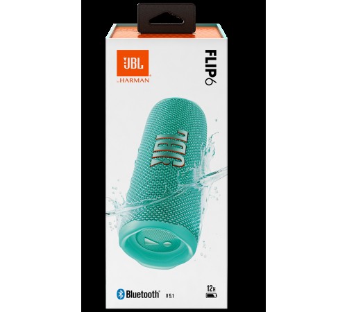 Портативная акустика JBL Flip 6, 30 Вт, бирюзовый